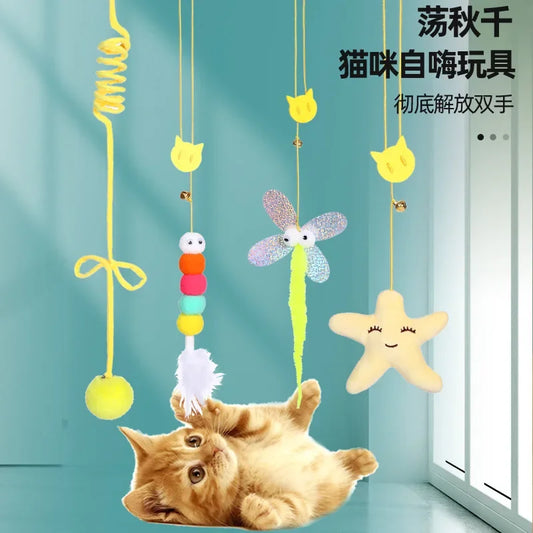 Interactive Elastic Retractable Hanging Cat Toy with Catnip and Mouse for Kittens