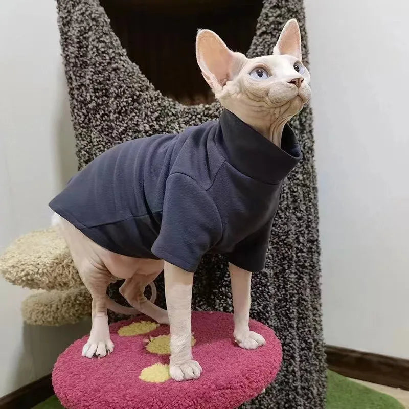 Winter Warmth Sphynx Cat Clothes - Soft Pet Pullover Shirt