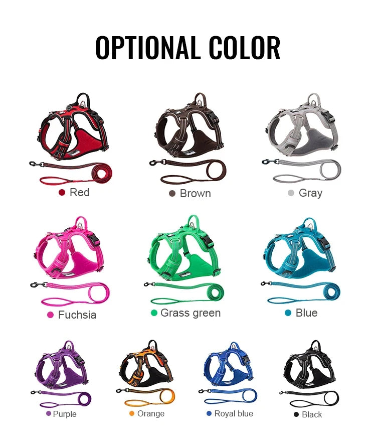 Reflective Pet Harness and Leash Set: No-Pull Design - Happy Tail Center