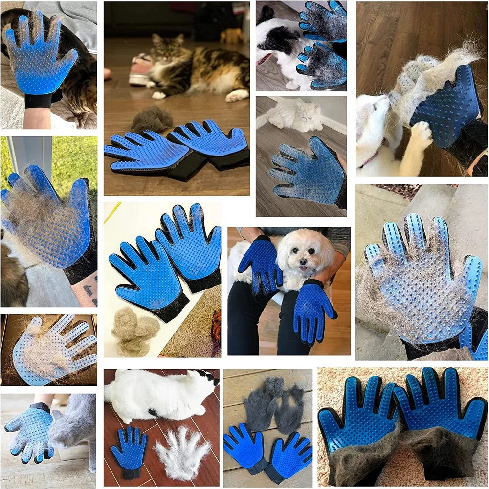 Rubber Pet Grooming Glove - Deshedding and Massage Tool for Cats and Dogs - Bath and Grooming Aid - Happy Tail Center