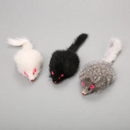 Plush Mouse Cat Toy with Long-Haired Tail - Interactive Kitten Toy for Cats - View 2 - Happy Tail Center