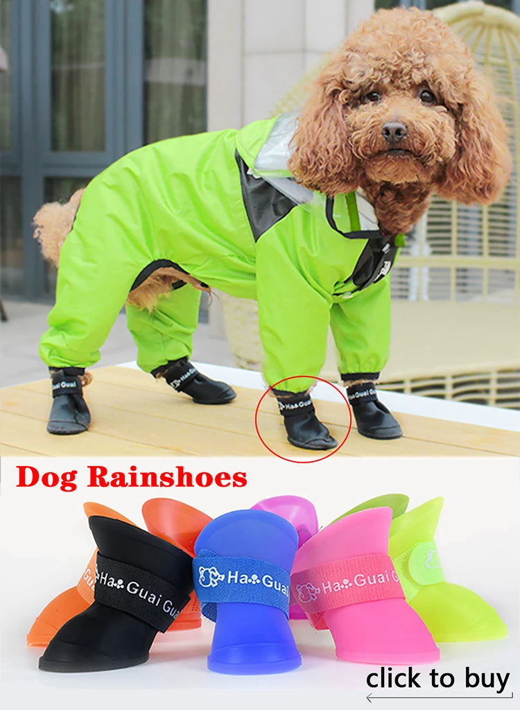 Waterproof Pet Raincoat with Transparent Hood – Hooded Jumpsuit Jacket for Dogs and Cats - Happy Tail Center