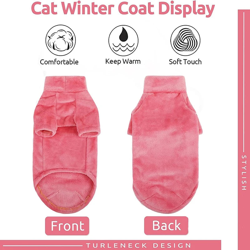 Winter Turtleneck Cat Sweater Coat - Warm Pet Clothing