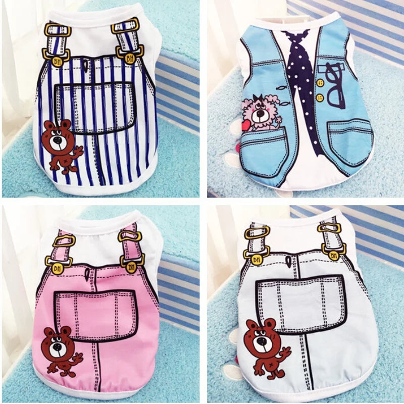 Soft Cartoon Dog Vest - Summer T-Shirt for Small Pets