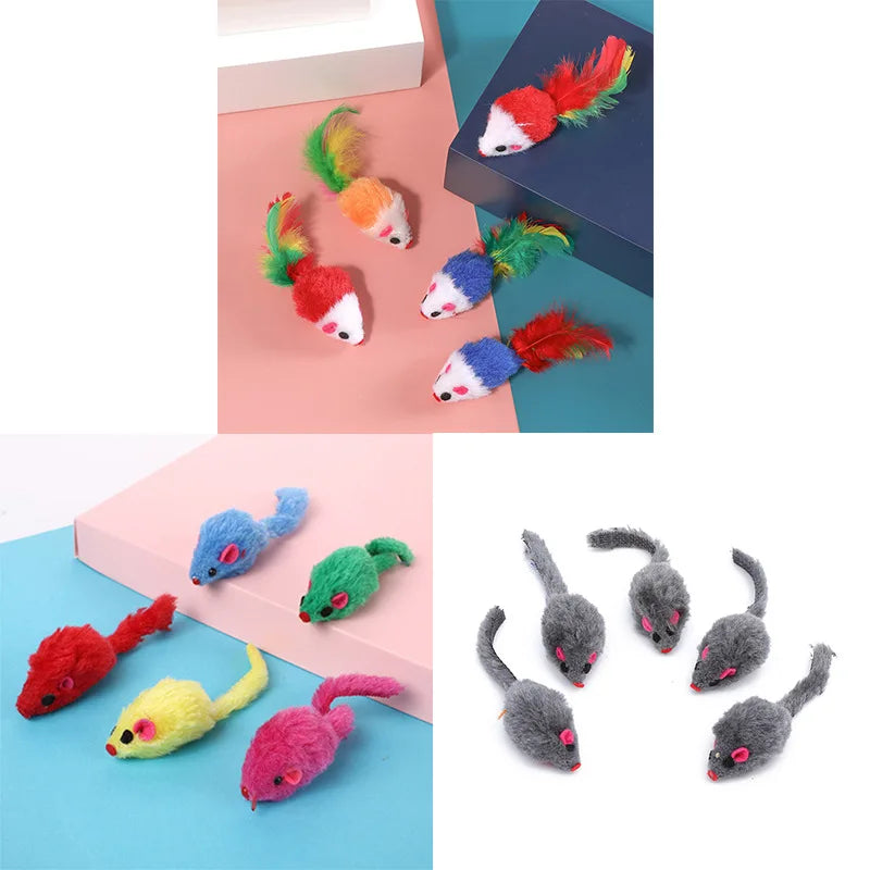 10Pcs Plush Simulation Mouse Cat Toys with Catnip - Interactive Kitten Teasing Set