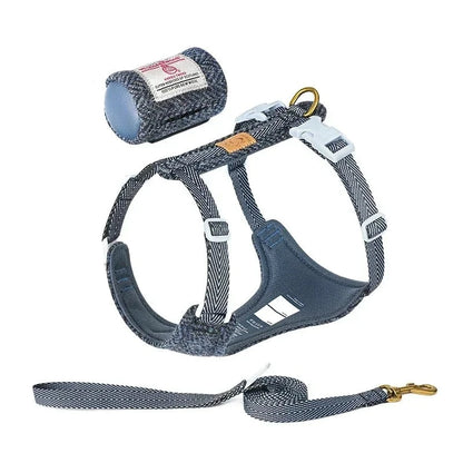 Adjustable No-Pull Pet Harness and Leash Set in Harris Tweed Fabric - View 9 - Happy Tail Center