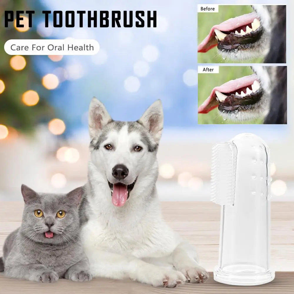 Soft Finger Toothbrush for Pets - Silica Gel Brush for Dental Care