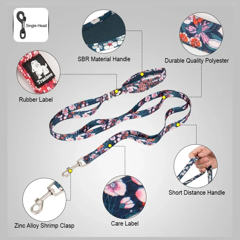 Floral Pet Leash with Padded Handle - Traffic Control for Dogs and Cats