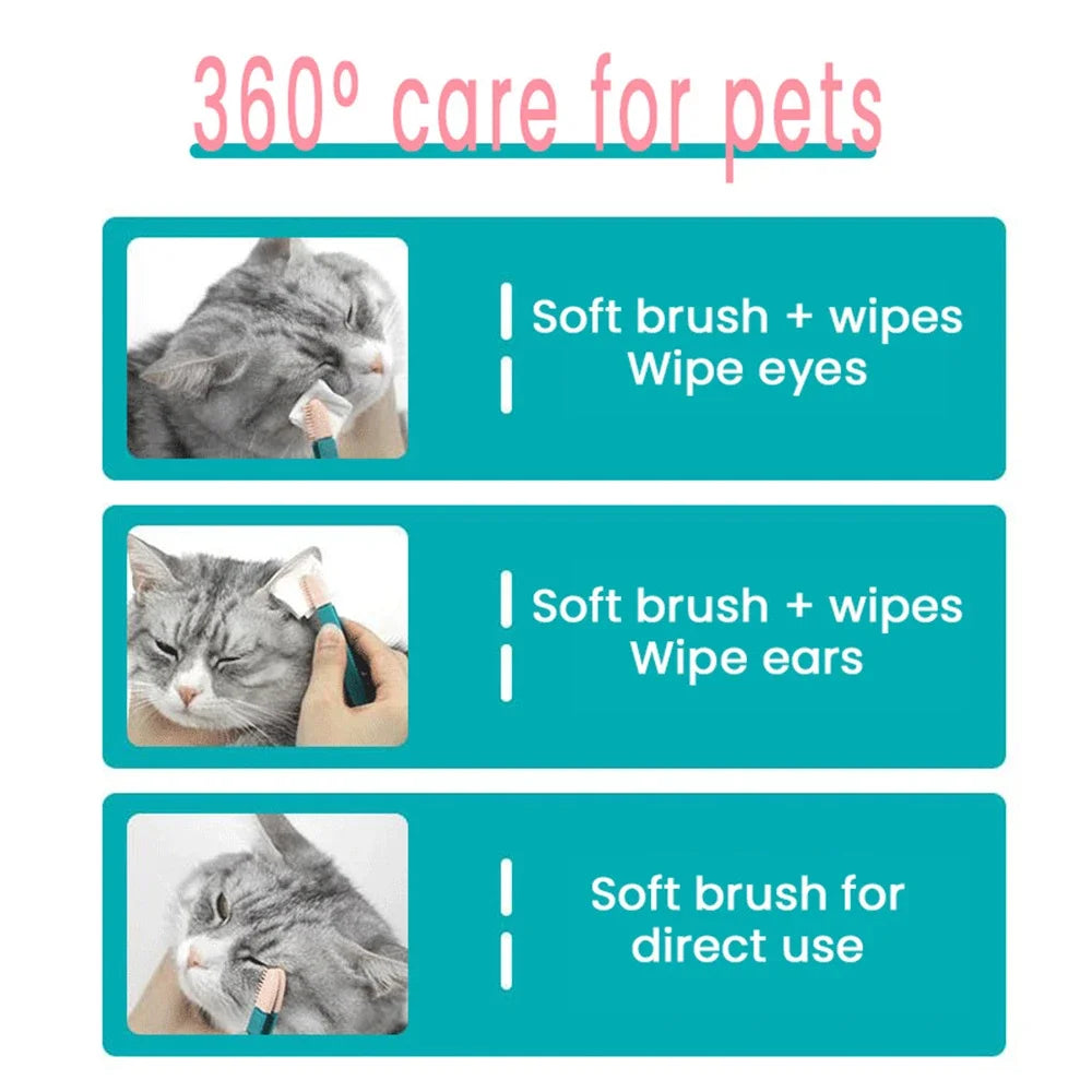 Soft Pet Eye Cleaning Brush - Tear Stain Remover for Cats and Dogs