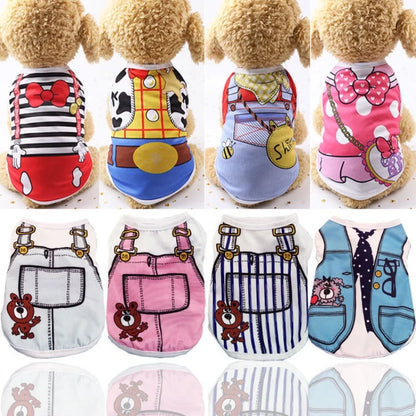 Soft Cartoon Dog Vest - Summer T-Shirt for Small Pets - Happy Tail Center