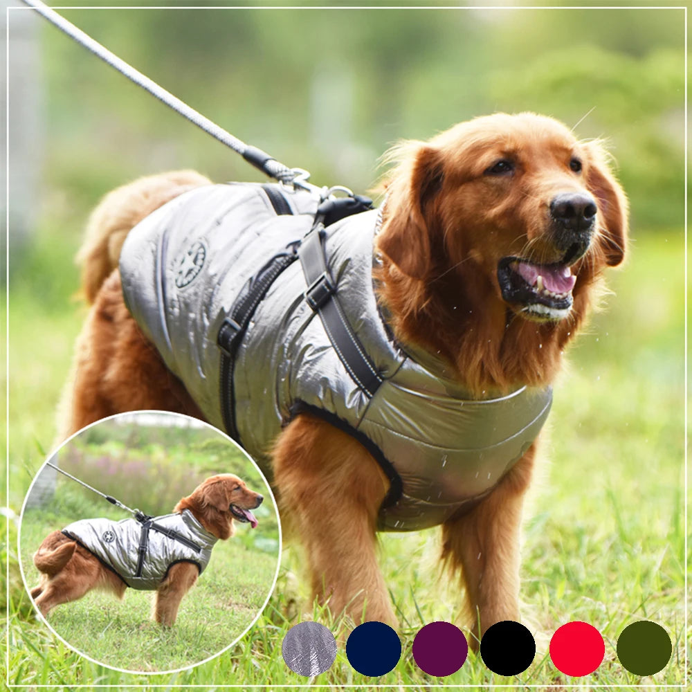 Waterproof Winter Dog Jacket with Harness - Warm Coat for Small and Large Dogs