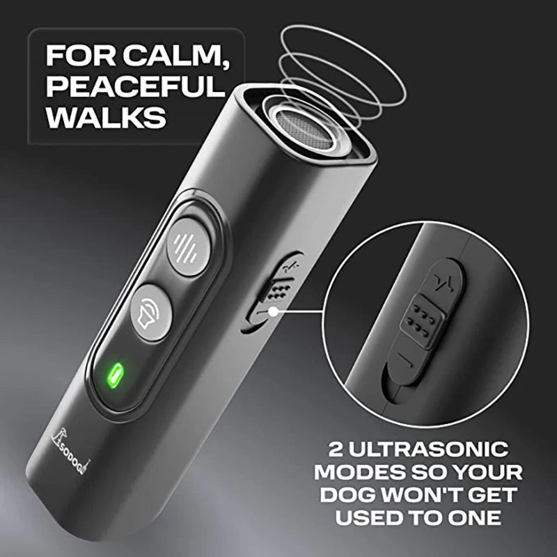 Ultrasonic Anti-Bark Dog Repeller & Training Device with USB Rechargeable High Power