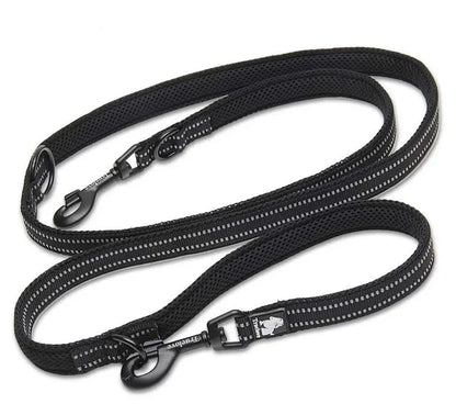 7-in-1 Multi-Function Adjustable Dog Lead: Hands-Free Reflective Leash for Two Dogs - View 7 - Happy Tail Center