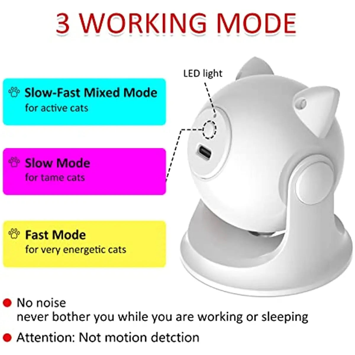 ATUBAN Rechargeable Motion Activated Cat Laser Toy - Interactive Auto Laser for Cats and Dogs