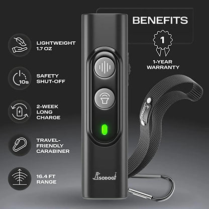 Ultrasonic Anti-Bark Dog Repeller & Training Device with USB Rechargeable High Power - Happy Tail Center (View 3)