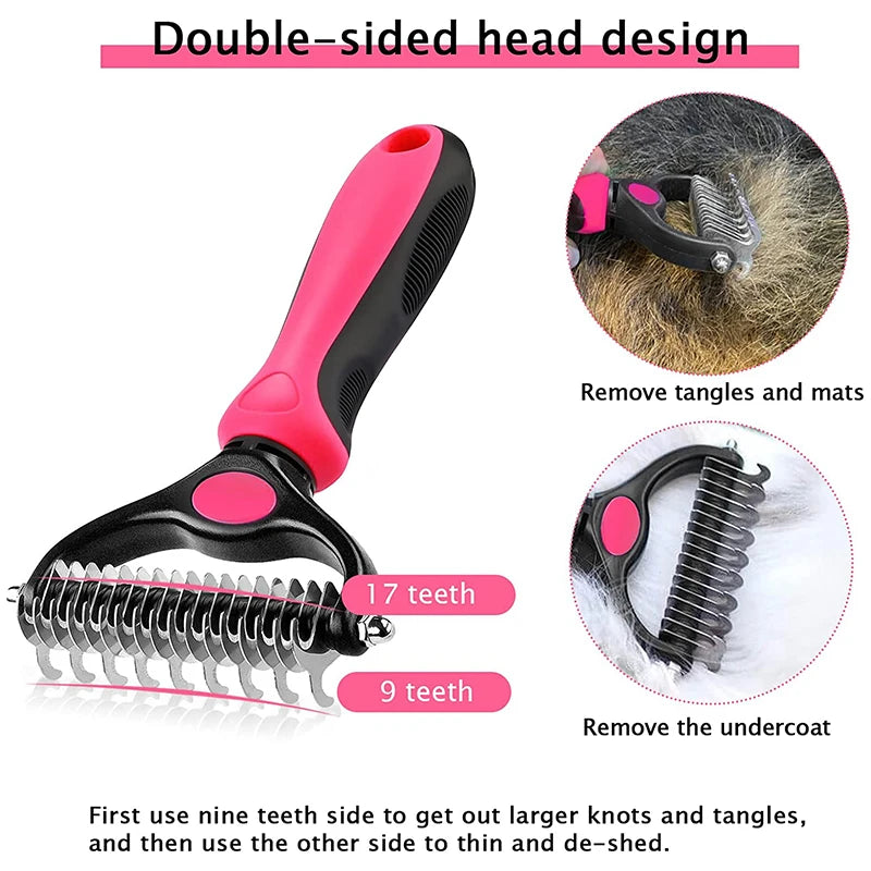 Professional Deshedding Brush for Dogs and Cats - Double-sided Grooming Tool