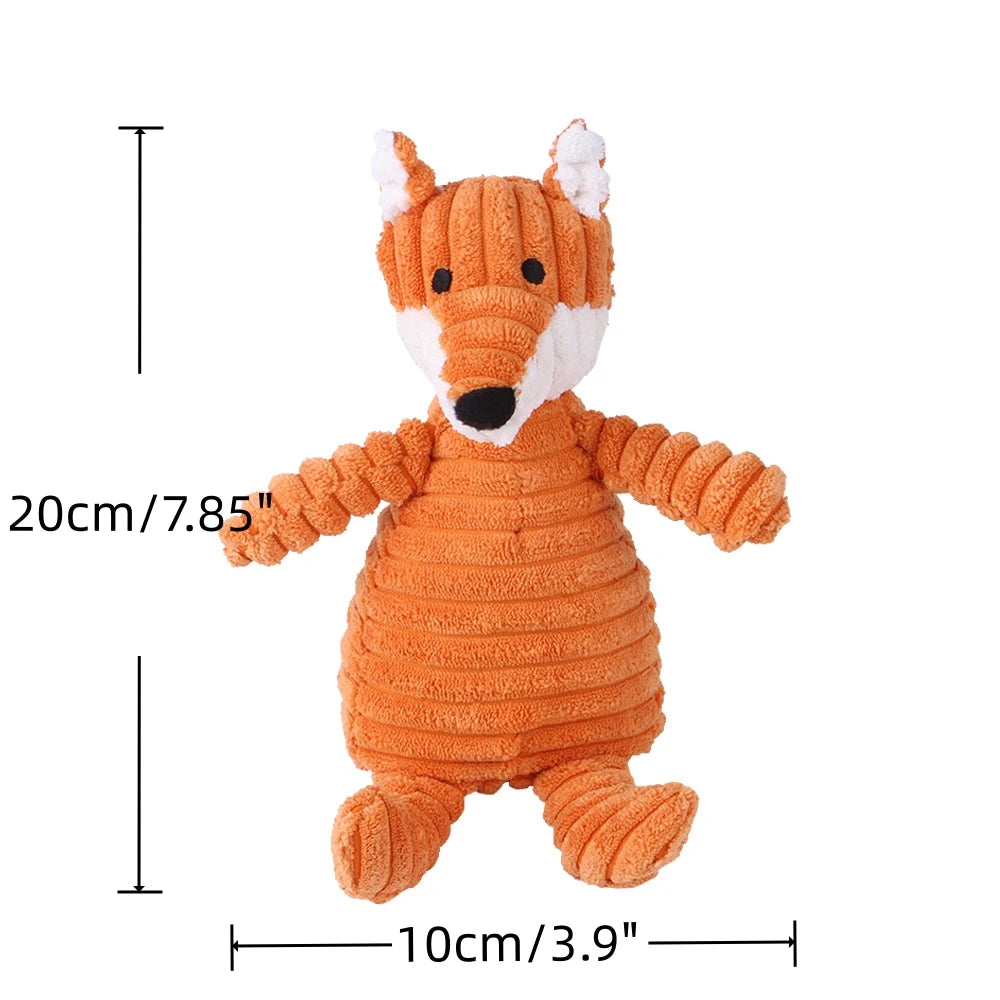 Cute Animal-Shaped Squeaky Plush Dog Toys | Bite-Resistant Corduroy for All Dogs