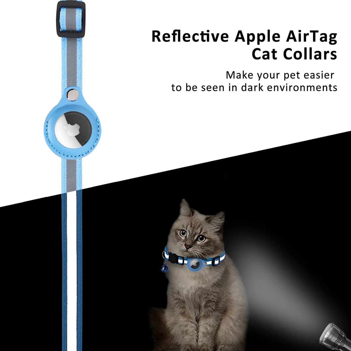 Reflective AirTag Collar for Cats - Protective Case for Anti-Lost Tracker