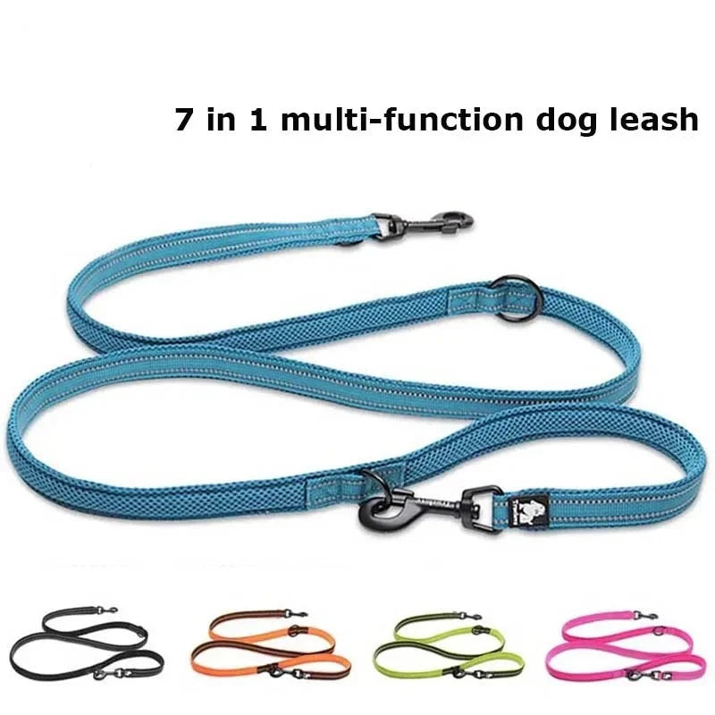 7-in-1 Multi-Function Adjustable Dog Lead | Hands-Free Reflective Pet Training Leash for Walking Two Dogs - Happy Tail Center