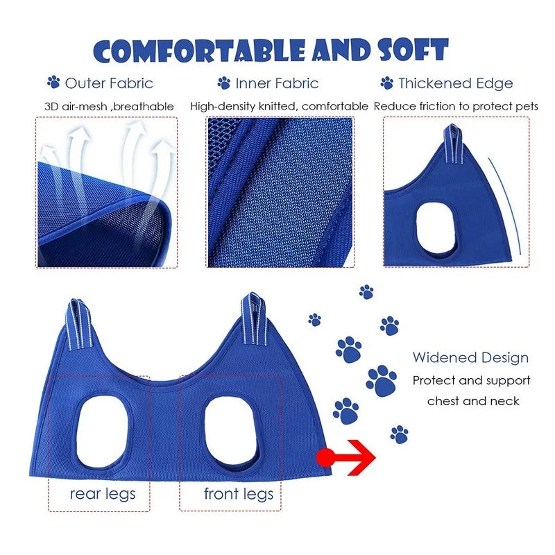 Grooming Hammock Bath Bag for Nail Cutting - Anti-Scratch Restraint Bag for Cat & Dog Trimming - Happy Tail Center