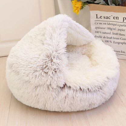 PlushDream Round Cat Bed - Ultra-Soft Plush Cushion for Dogs & Cats - View 2 - Happy Tail Center