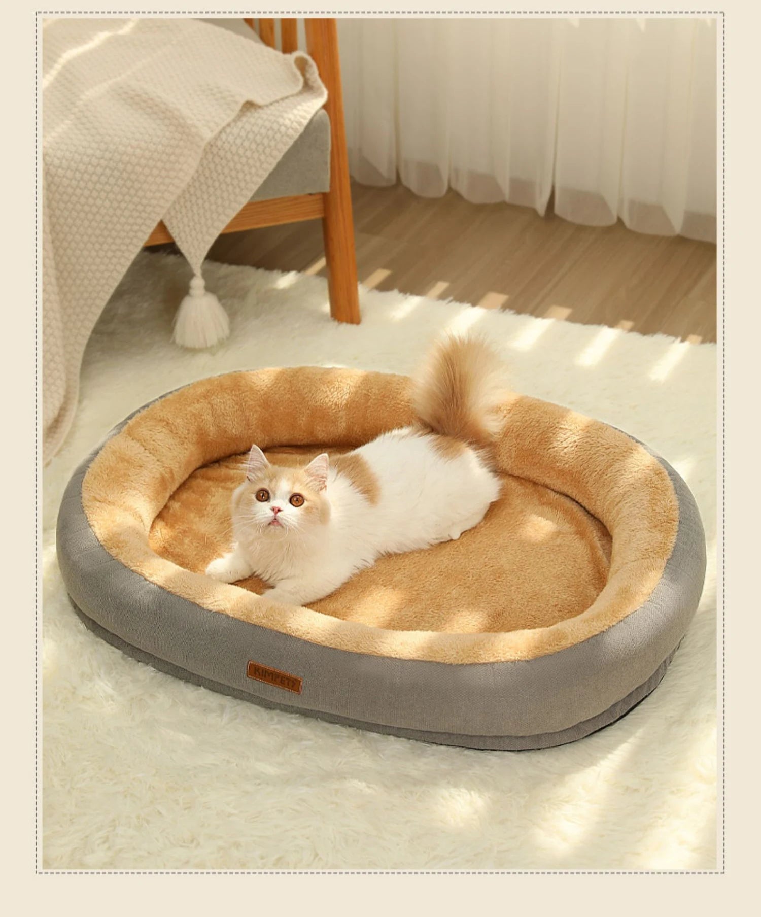 Warm Kimpets Cat & Dog Bed - Non-Slip, Washable Kennel for Pets, Soft Winter Cushion - Happy Tail Center