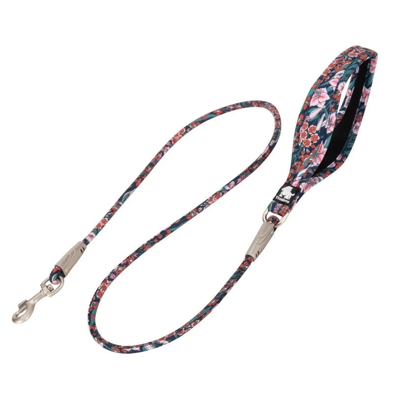 Floral Rope Leash for Dogs and Cats – Premium 100% Cotton Fabric! - Happy Tail Center