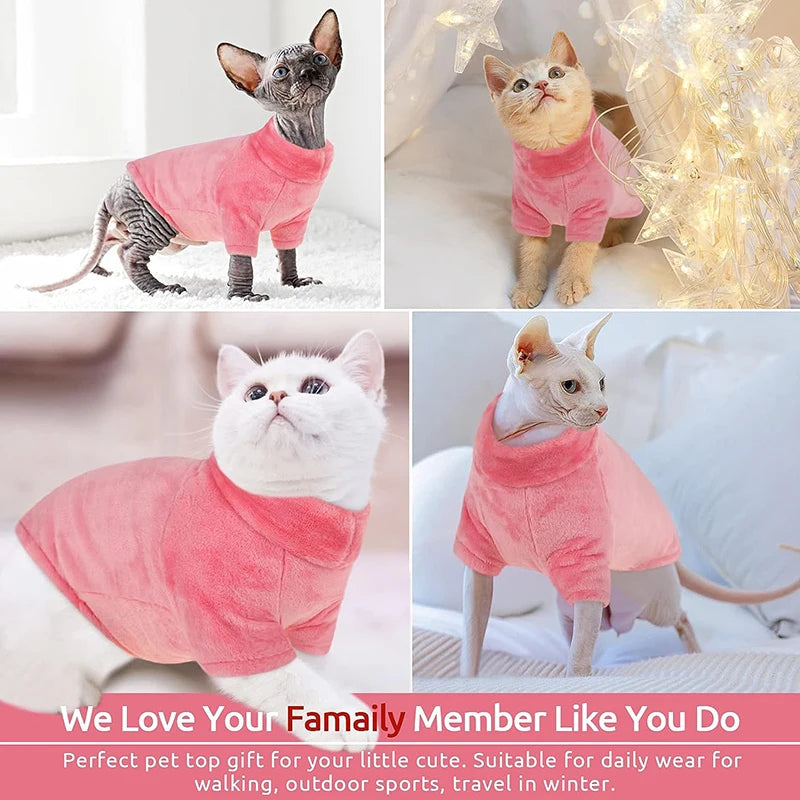 Winter Turtleneck Cat Sweater Coat - Warm Pet Clothing