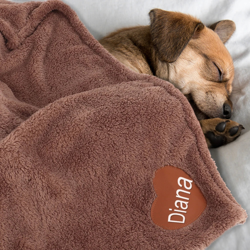 Soft Fluffy Dog Blanket with Free Name Printing: Personalized Fleece Pet Blanket - Happy Tail Center