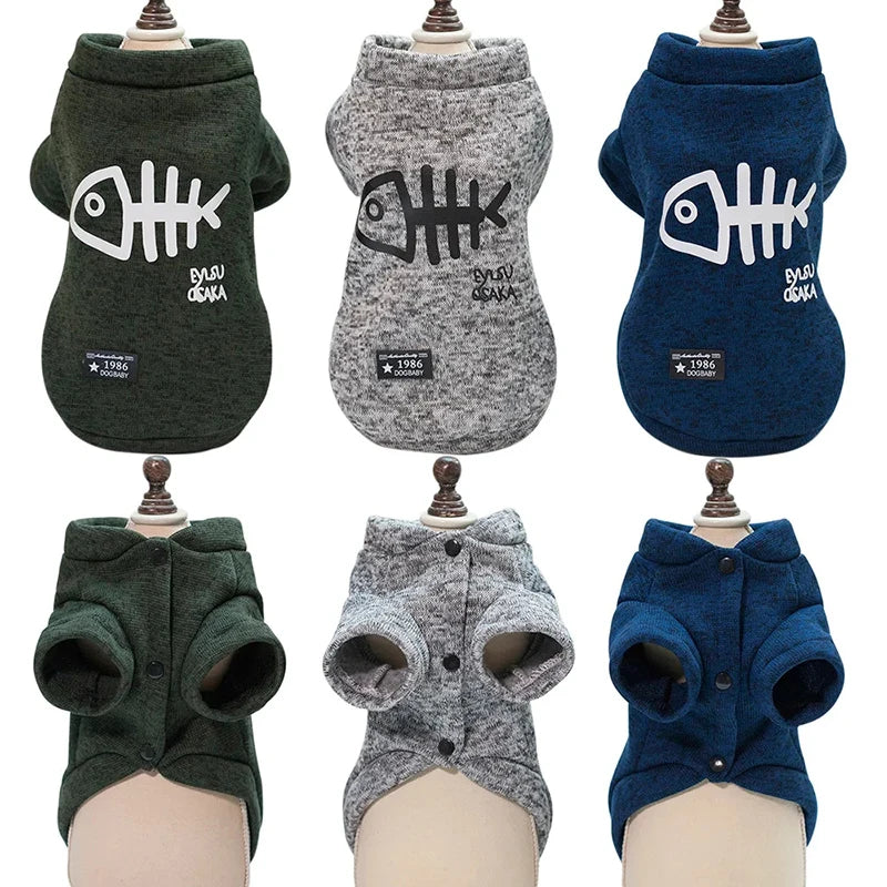 Winter Fishbone Pet Sweatshirt for Cats and Dogs