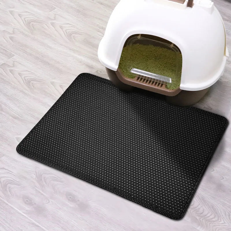 Non-Slip Waterproof Double Layer Cat Litter Mat - Easy-to-Clean Pet Litter Box Mat with Gift - Happy Tail Center