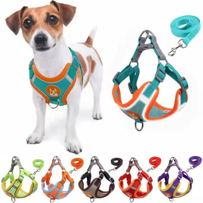 Adjustable Harness Leash Set for Small & Medium Dogs - Reflective Vest for Pet Walking - Happy Tail Center