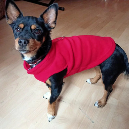 Warm Fleece Pet Jacket with D-Ring - Small Dog and Cat Vest - Happy Tail Center (View 3)
