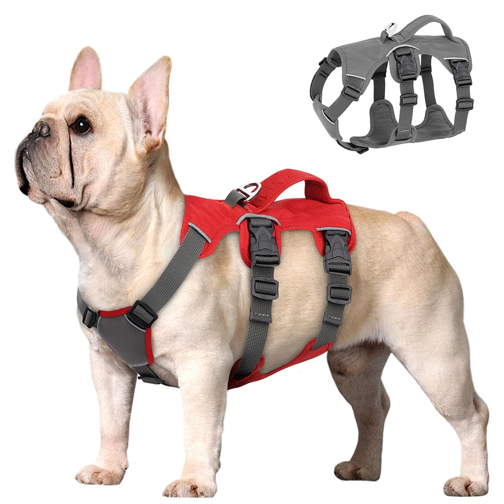 No Pull Reflective Nylon Dog Harness - Adjustable Waterproof Mesh Vest with Handle for Small to Large Dogs - Happy Tail Center