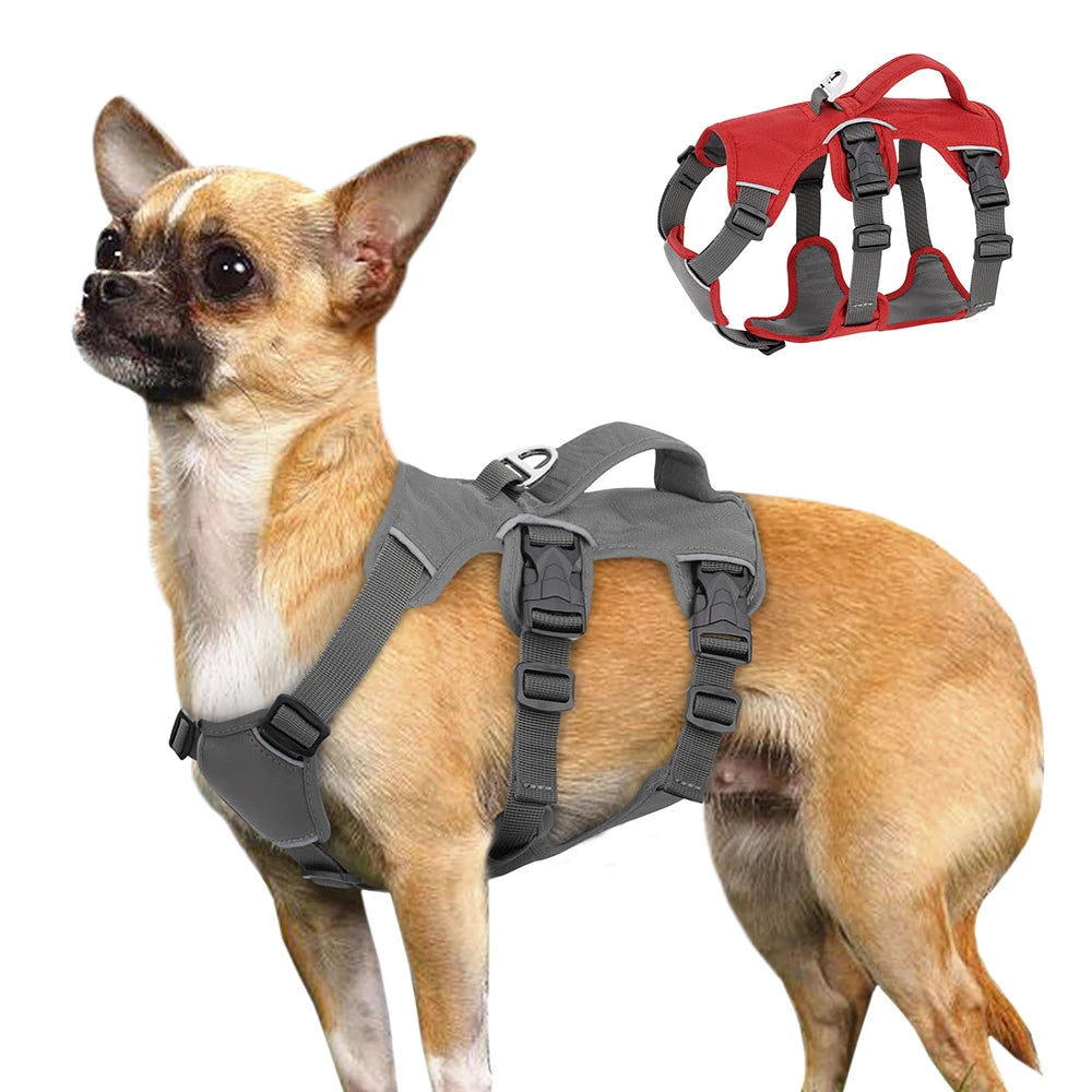 No Pull Reflective Nylon Dog Harness - Adjustable Waterproof Mesh Vest with Handle for Small to Large Dogs - Happy Tail Center