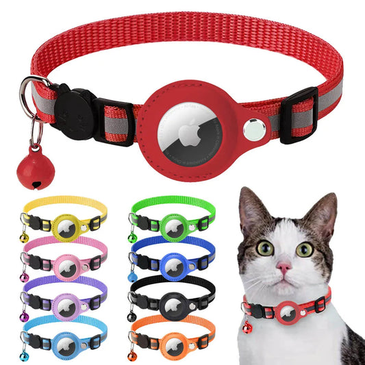 Reflective AirTag Collar for Cats - Protective Case for Anti-Lost Tracker