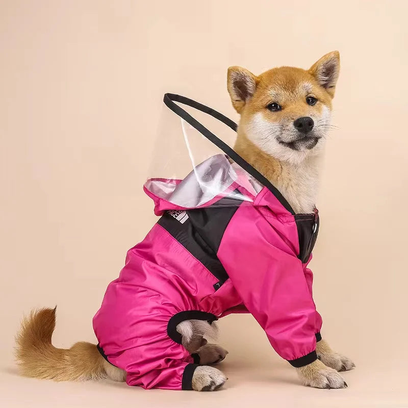 Waterproof Pet Raincoat with Transparent Hood – Hooded Jumpsuit Jacket for Dogs and Cats - Happy Tail Center