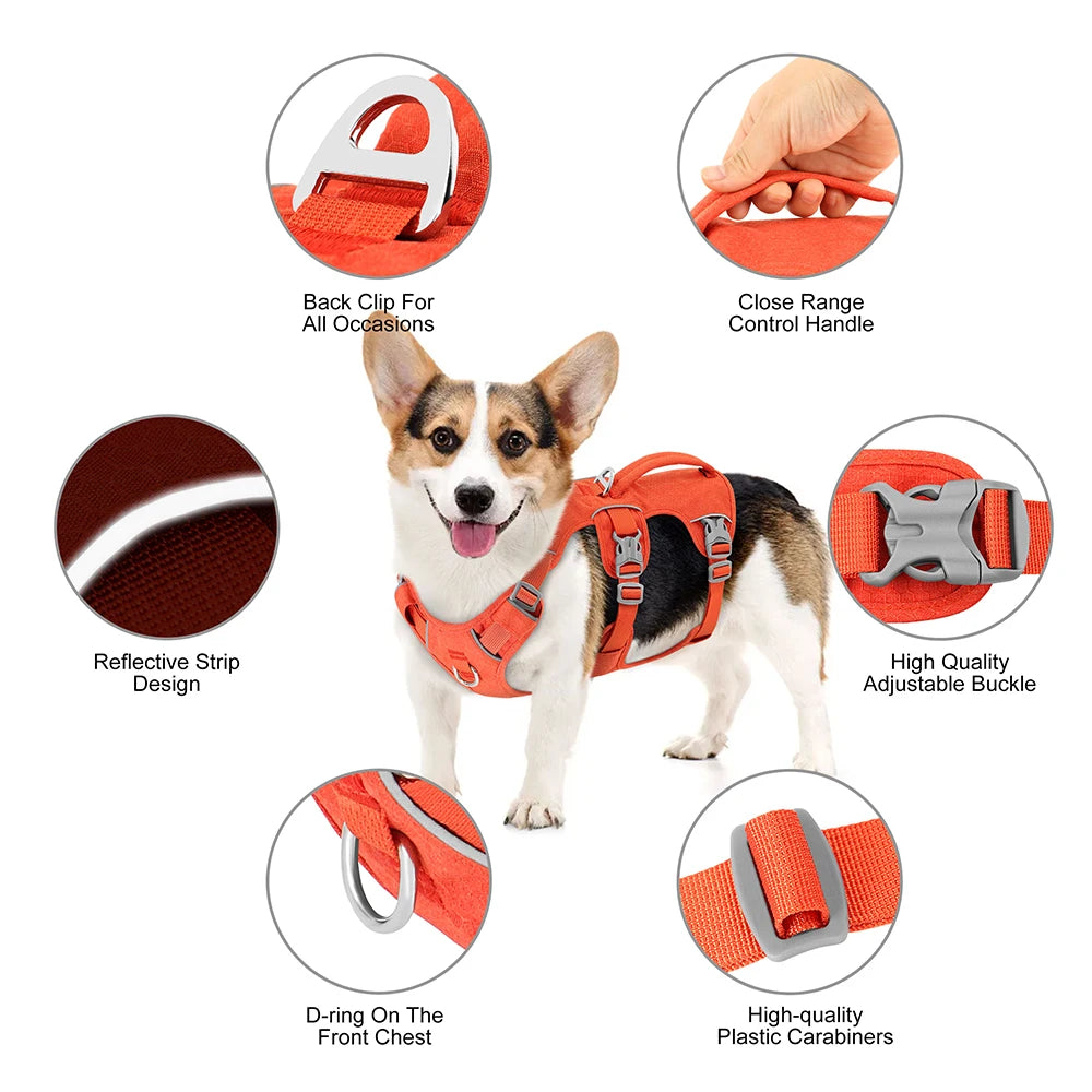 Reflective Nylon Dog Harness - Durable Adjustable Vest with Handle for Small, Medium, and Large Dogs - Happy Tail Center