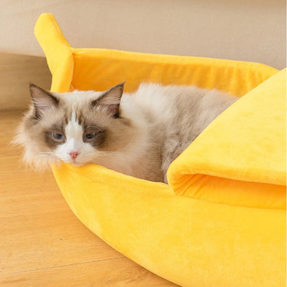 Cute Banana Cat Bed - Cozy and Durable Pet Basket - Happy Tail Center (View 5)
