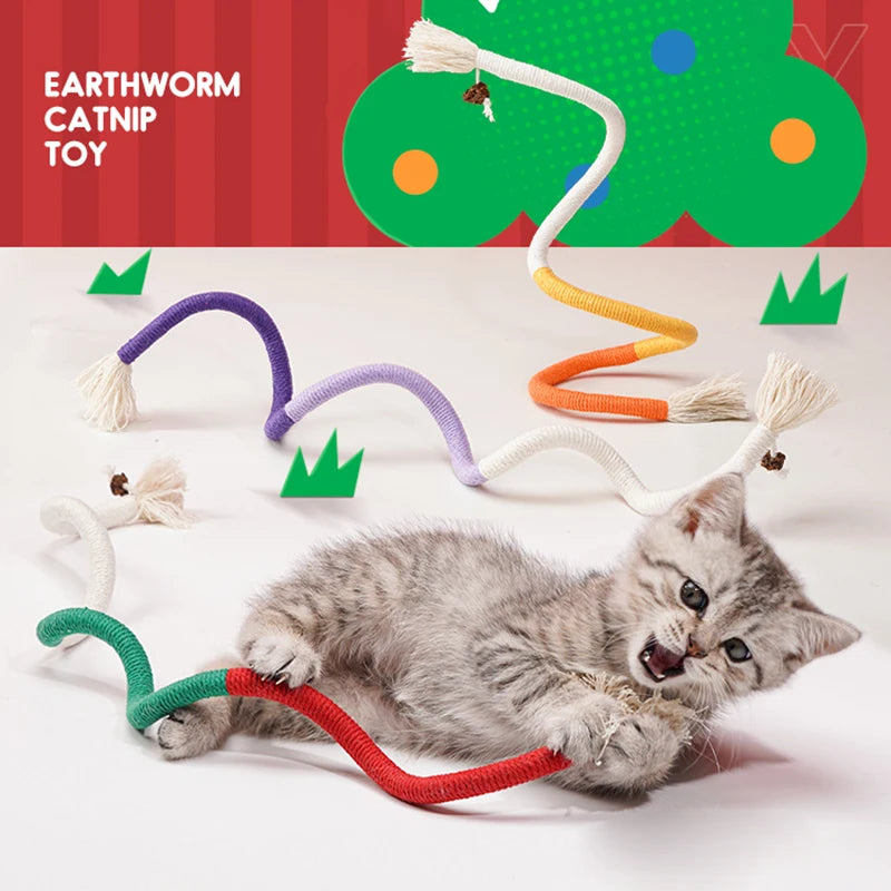 Interactive Cat Chew Toy - Cotton Rope Silvervine Teaser for Kitten Play