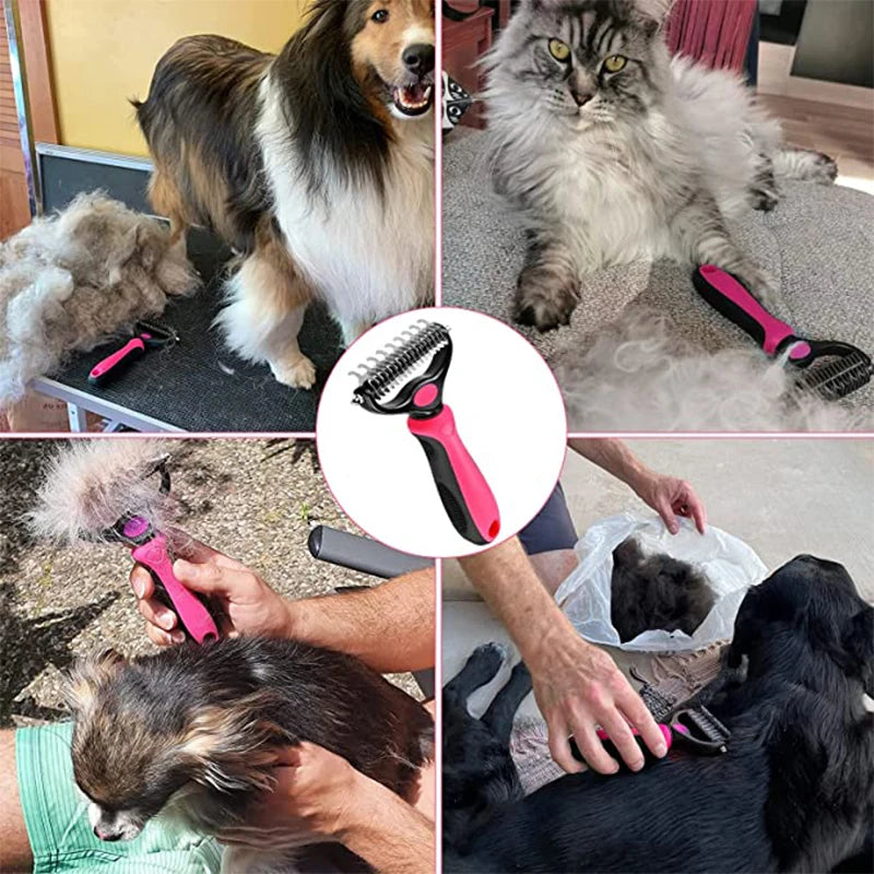 Professional Deshedding Brush for Dogs and Cats - Double-sided Grooming Tool