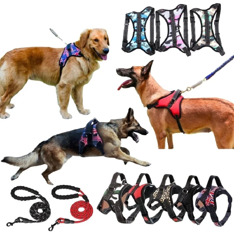 No Pull Dog Harness and Leash Set - Adjustable Walking Vest for Small, Medium, and Large Dogs - Ideal for German Shepherds - Happy Tail Center