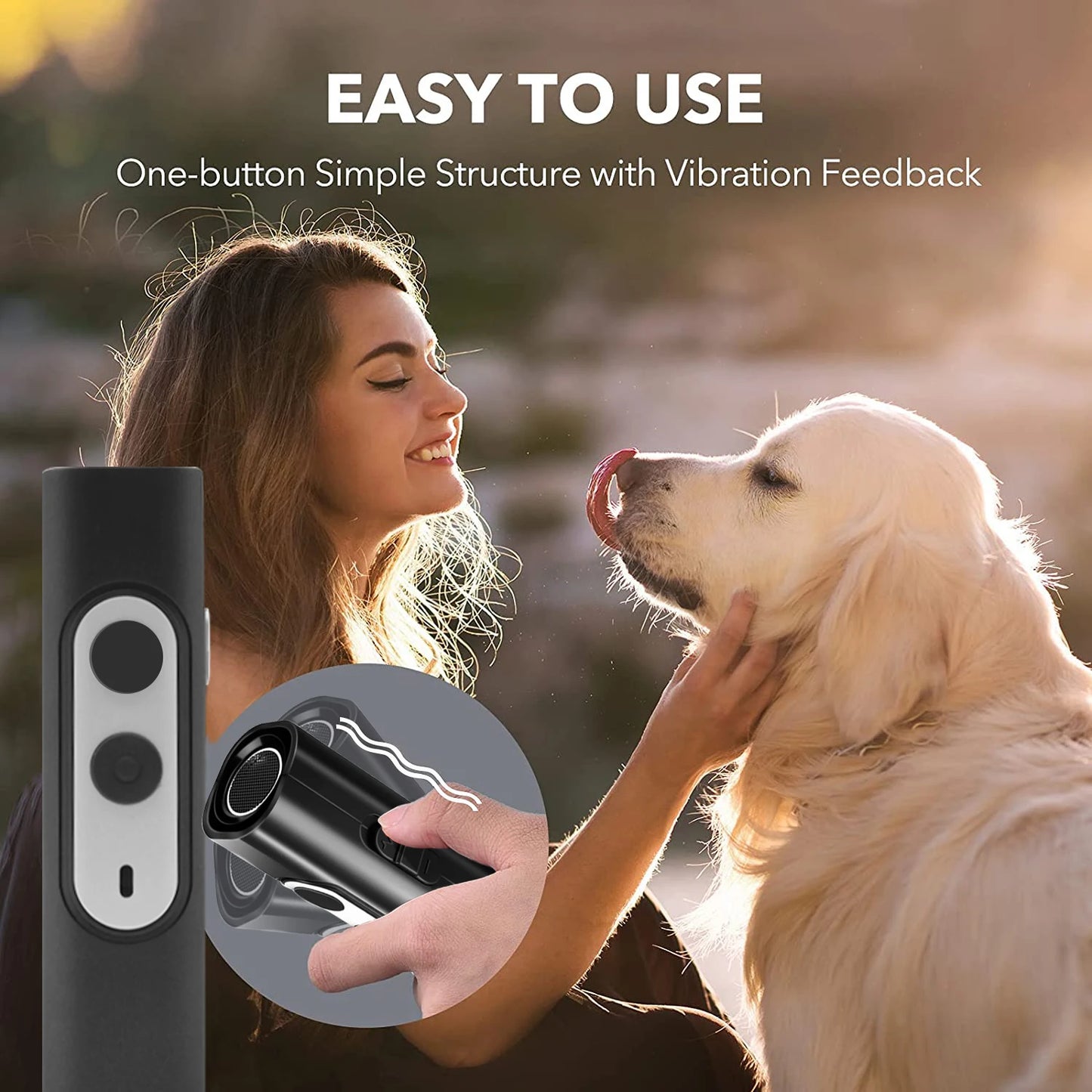 Handheld Ultrasonic Anti-Bark Dog Training & Repeller Device