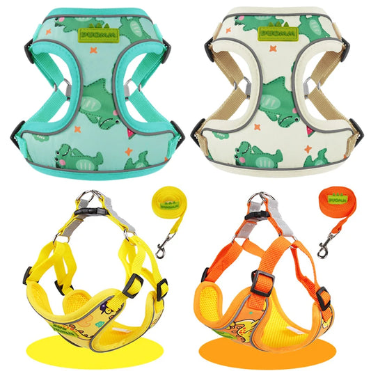 Reflective Pet Harness with Leash for Small to Medium Dogs