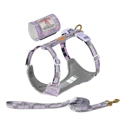 Adjustable No-Pull Pet Harness and Leash Set in Harris Tweed Fabric - View 11 - Happy Tail Center