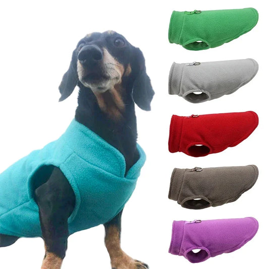 Warm Fleece Pet Jacket with D-Ring - Small Dog and Cat Vest