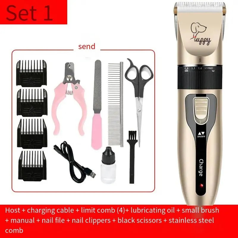 Cordless Dog Clippers - Rechargeable Pet Hair Grooming Trimmer Set