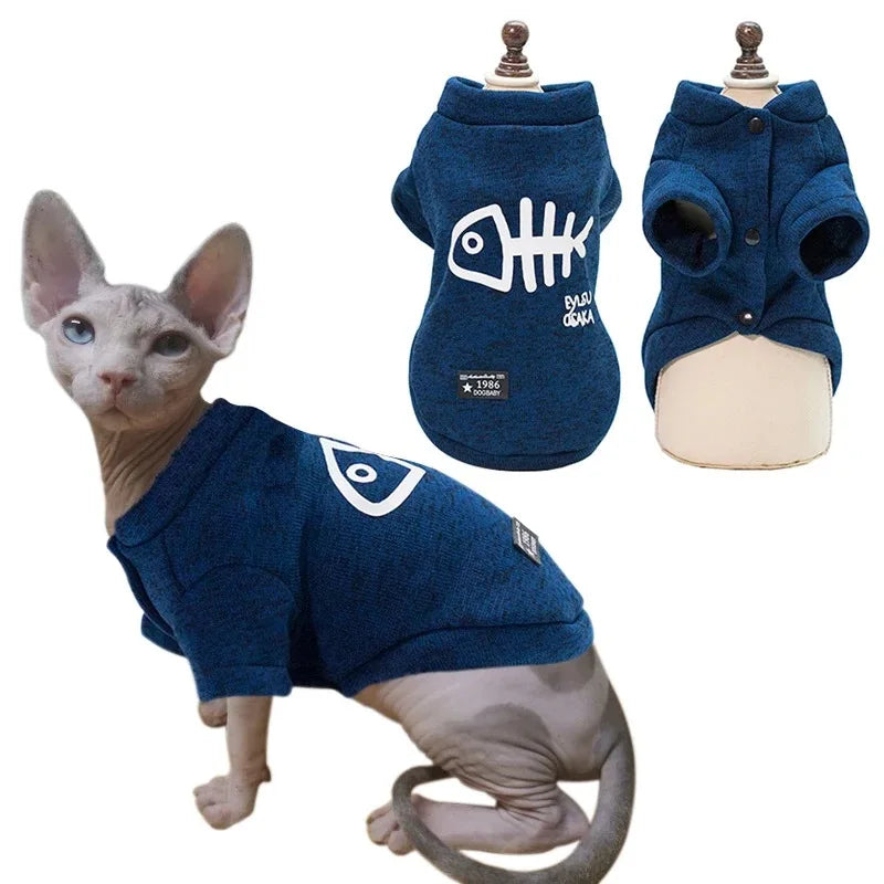 Winter Fishbone Pet Sweatshirt for Cats and Dogs