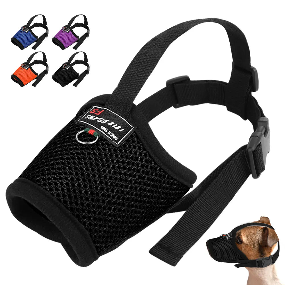 Mesh Breathable Dog Muzzle – Anti-Biting Nylon Training Muzzle for Dogs - Happy Tail Center