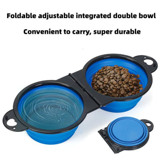 2-in-1 Collapsible Silicone Dual Travel Food & Water Bowl